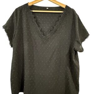 Elegant Black Lace Trim Women's Top